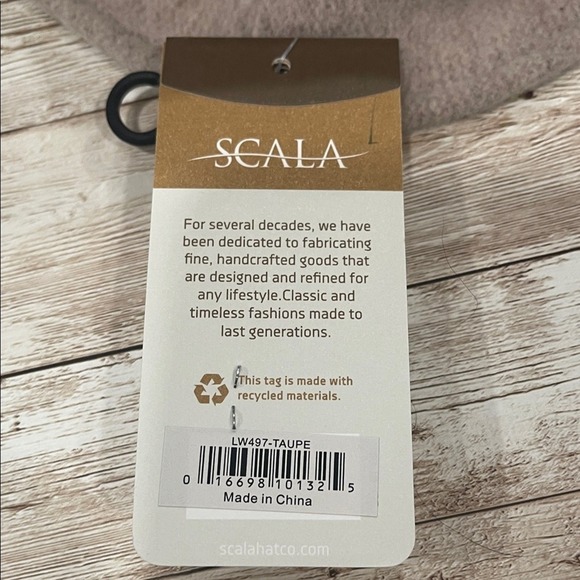 Scala Womens Taupe Wool Felt Packable Cloche Hat Floral Accent LW497 NEW - Picture 8 of 9